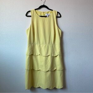 Belle Badgley Mischka Woman’s Size 14 Yellow Sleeveless Scalloped Dress